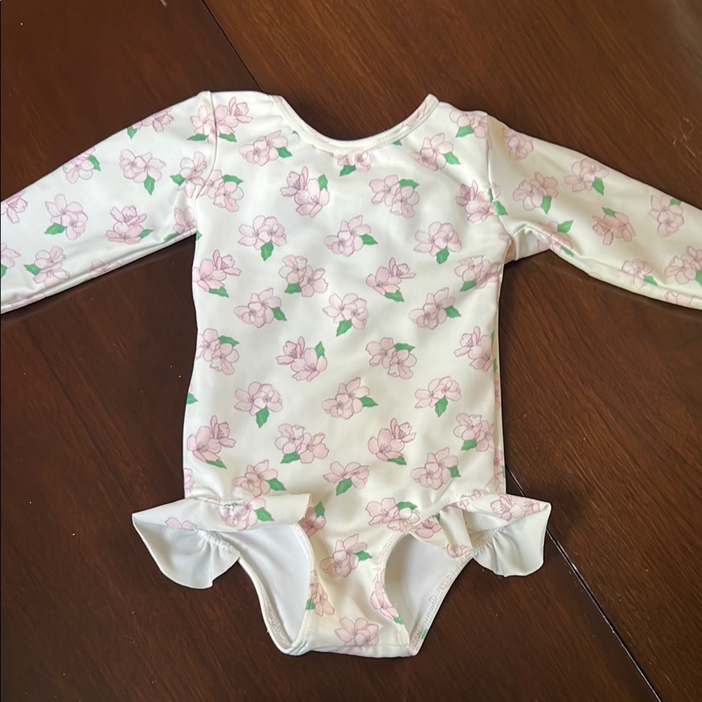 Cecil and Lou Pink and Green Floral One Piece Swimsuit 6 months